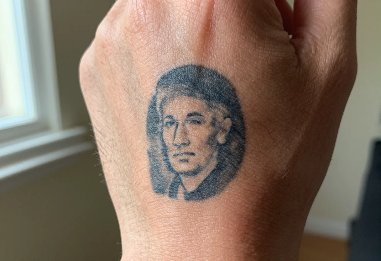 A forearm tattoo during removal